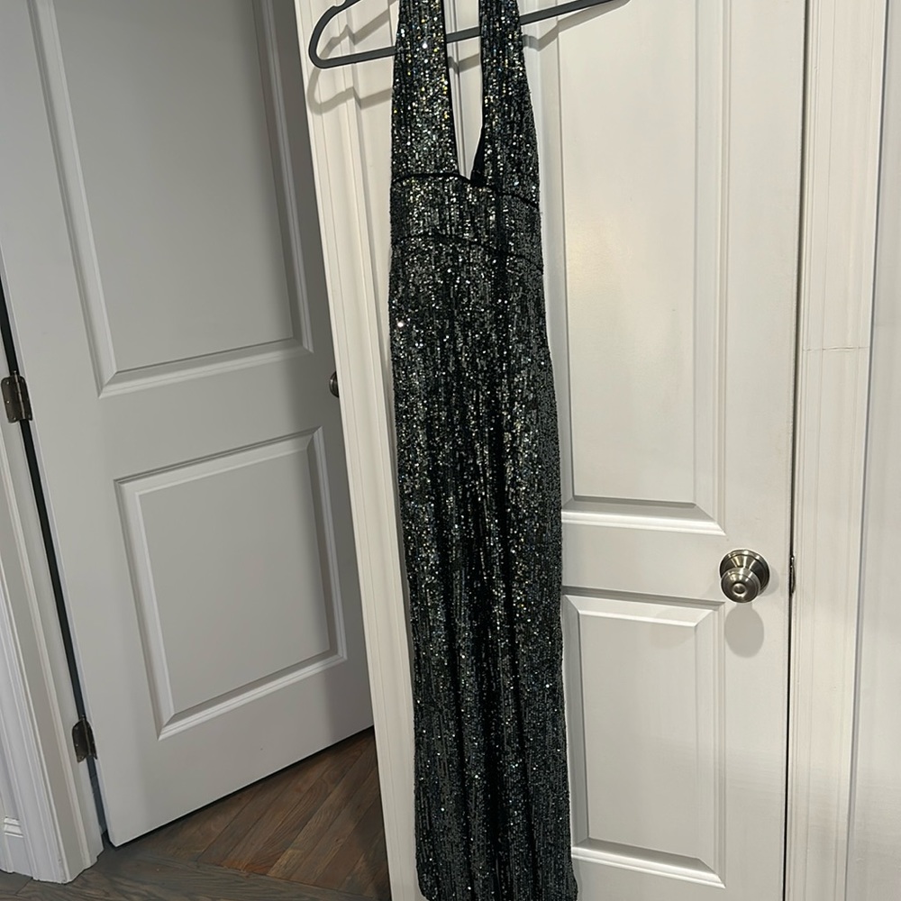 Anthropologie NWT MAEVE SEQUIN HALTER JUMPSUIT 12